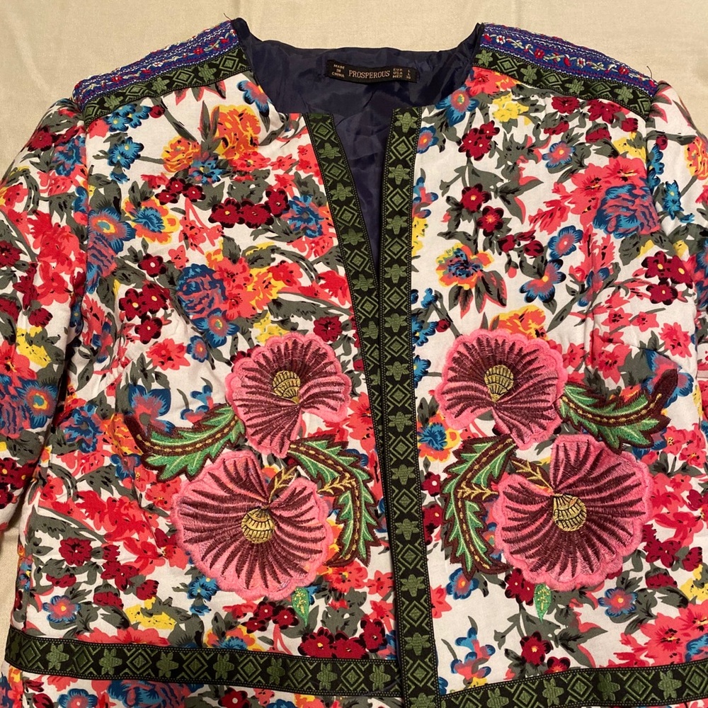 Colorful embroidered spring coat from zaful